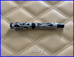 Montegrappa Dragon 1995 Sterling Silver Fountain Pen Medium 18K Gold NIB Rare