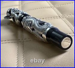 Montegrappa Dragon 1995 Sterling Silver Fountain Pen Medium 18K Gold NIB Rare