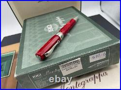 Montegrappa Emblema Red Celluloid Marble Sterling Silver Ag925 Ballpoint Pen