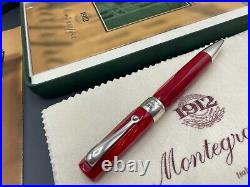 Montegrappa Emblema Red Celluloid Marble Sterling Silver Ag925 Ballpoint Pen