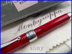 Montegrappa Emblema Red Celluloid Marble Sterling Silver Ag925 Ballpoint Pen