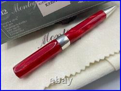 Montegrappa Emblema Red Celluloid Marble Sterling Silver Ag925 Ballpoint Pen