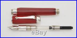 Montegrappa Emblema red celluloid & sterling silver fountain pen new in box