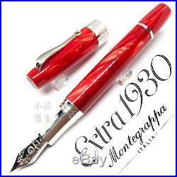 Montegrappa Extra 1930 Ag925 Sterling Silver Ruby Red Celluloid Fountain Pen