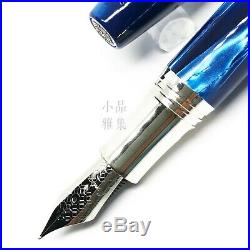 Montegrappa Extra 1930 Sterling Silver Sapphire Blue Celluloid Fountain Pen