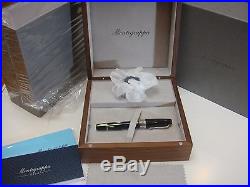 Montegrappa Extra 1930 Sterling Silver With Bamboo Black Celluloid Fountain Pen