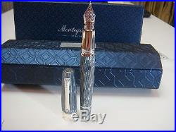 Montegrappa Extra Otto Bright Lines Sterling Silver With Celluloid Fountain Pen