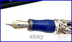 Montegrappa La Sirena Sterling Silver Celluloid Fountain Pen 18K M NEW Year 1998