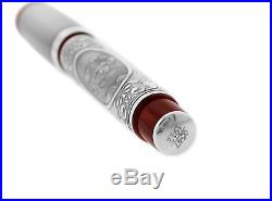 Montegrappa Limited Traviata Sterling Silver Red Celluloid Fine Nib Fountain Pen