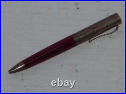 Montegrappa Marbled Red Celluloid 925 Sterling Marked Ballpoint Pen Working