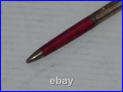 Montegrappa Marbled Red Celluloid 925 Sterling Marked Ballpoint Pen Working