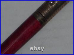 Montegrappa Marbled Red Celluloid 925 Sterling Marked Ballpoint Pen Working