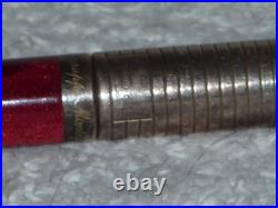 Montegrappa Marbled Red Celluloid 925 Sterling Marked Ballpoint Pen Working