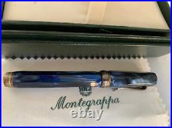 Montegrappa Micra Clear Blue Marble Sterling Silver Trim Mini Ballpoint Pen