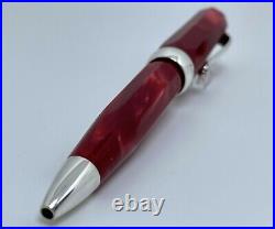Montegrappa Micra Clear Red Marble Sterling Silver Trim Mini Ballpoint Pen