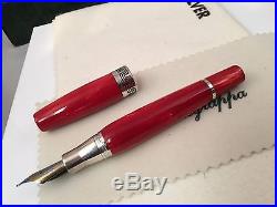 Montegrappa Miya Red 18k Fine Point Fountain Pen ISMYT1CR Sterling Silver Trim