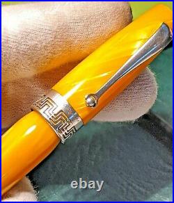 Montegrappa Miya Yellow Celluloid Sterling Silver Ball Point Pen Rotating Sphere