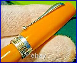 Montegrappa Miya Yellow Celluloid Sterling Silver Ball Point Pen Rotating Sphere