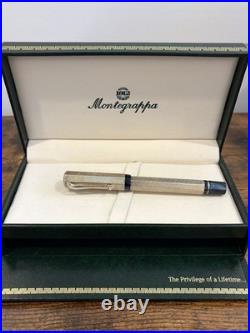 Montegrappa Privilege Sterling Silver 925 Greek Key Rollerball Pen Blue with Box
