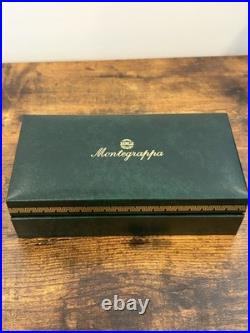 Montegrappa Privilege Sterling Silver 925 Greek Key Rollerball Pen Blue with Box