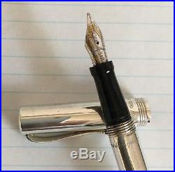 Montegrappa Reminiscence Fountain Pen, Sterling Silver, Vintage, Oblique Broad