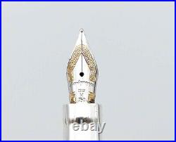 Montegrappa Reminscence Sterling Silver Fountain Pen 18k Gold Medium Nib Nr Mint