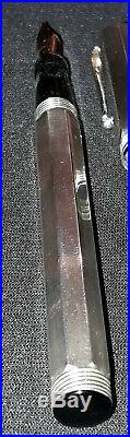 Montegrappa St Silver 925, Reminiscence Fountain Pen Black Enamel 14k Gold Nib