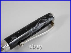 Montegrappa Sterling Silver 925 and Marble Black Lacquer Ballpoint Pen SHORTsize