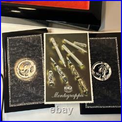 Montegrappa The Dragon Fountain Pen 1738/1912 Sterling Silver with Box COA