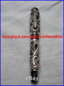 Montegrappa dragon fountain pen limited edition solid sterling silver gold nib
