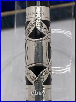 Morrison Sterling Silver Filigree Ring Top Fountain Pen/Pencil Set C 1929