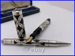 Morrison Sterling Silver Filigree Ring Top Fountain Pen/Pencil Set C 1929