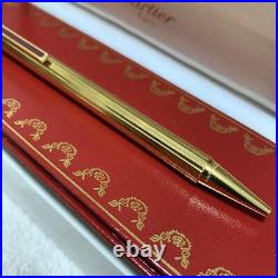 Must de Cartier Logo Twist Ballpoint Pen Trinity Gold withCase Certificate Vintage
