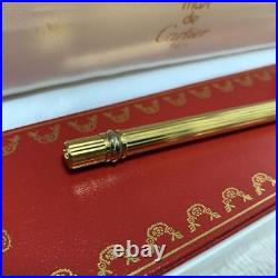 Must de Cartier Logo Twist Ballpoint Pen Trinity Gold withCase Certificate Vintage