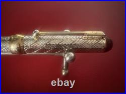 NAZARENO GABRIELLI Vintage 925 Silver Ballpoint Pen Engraved Bordeaux Profiles