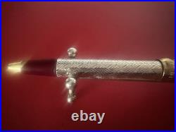 NAZARENO GABRIELLI Vintage 925 Silver Ballpoint Pen Engraved Bordeaux Profiles