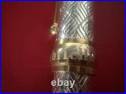 NAZARENO GABRIELLI Vintage 925 Silver Ballpoint Pen Engraved Bordeaux Profiles