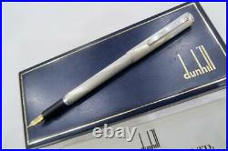 NEAR MINT ALFRED DUNHILL BRUSHED STERLING SILVER FOUNTAIN PEN CASED C1970's