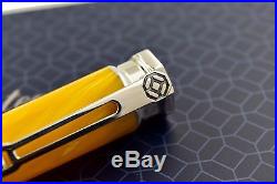 NEW + BOX Montegrappa Emozione Yellow & Sterling Silver Trim Fountain Pen M Nib