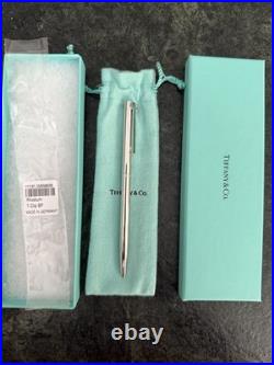 NEW! NEVER USED Tiffany T-Clip Retractable Silver Rhodium Pen, made in Germany