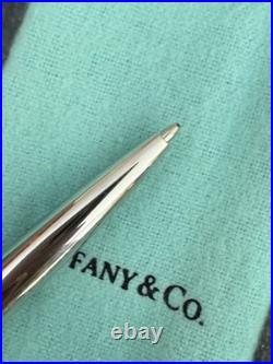 NEW! NEVER USED Tiffany T-Clip Retractable Silver Rhodium Pen, made in Germany