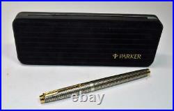 NIB 1999 Parker 75 MD Sterling Silver Cisele Fountain Pen 14k gold M nib France