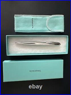 NIB Tiffany & Co Sterling Silver Retractable Ballpoint Pen-Black Ink