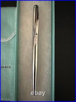 NIB Tiffany & Co Sterling Silver Retractable Ballpoint Pen-Black Ink