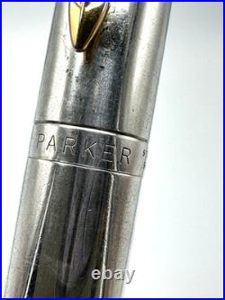 NICE VINTAGE c1970 PARKER 75 SMOOTH STERLING SILVER KEEPSAKE FOUNTAIN PEN 14K F