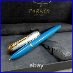 NOS 2002 Parker 51 Vista Blue Empire State Special Edition Fountain Pen Fine Nib