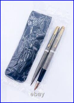 NOS Parker 75 sterling silver 925 fountain pen Gold 585 14k XF nib Ballpoint Pen