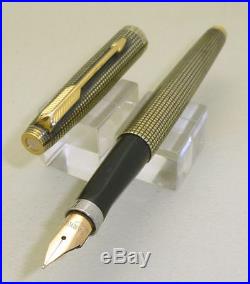 NOS Vermeil Sterling Silver Gold Plated Cisele Parker 75 Fountain Pen, F 14k Nib