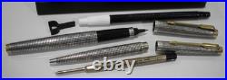 NOS Vintage Parker 75 Cisele Sterling Silver Roller Ball Pen & Ballpoint Pen set