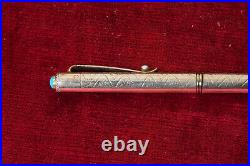 Navajo Sterling Silver Ballpoint Pen Turquoise Stamped Works